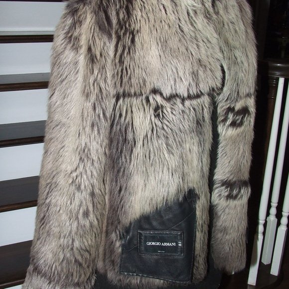 Giorgio Armani Black Label Lamb Shearling Women Jacket 40 Sheepskin Coat - Picture 7 of 11